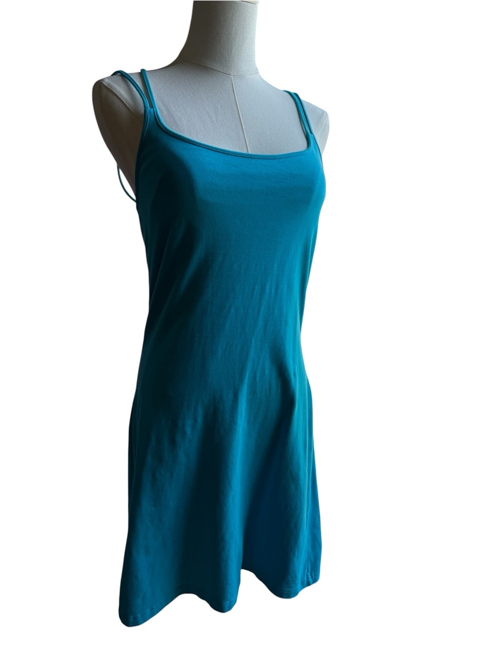 Moda International 95% cotton blue dress with built in cami bra. Size medium